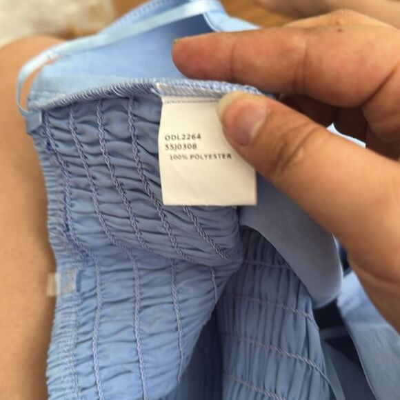 NIP Light Blue Strapless Smocked Top With Wide Leg Pant Set Size M - Picture 5 of 6